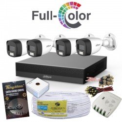 DAHUA 2MP FULL COLOUR WITH AUDIO 4 CAMERA SET(4CH DVR, 2MP COLOUR BULLET CAMERA WITH MIC -4nos, 500GB HARD DISK, 4CH SMPS, ZEB CCTV CABLE 90MTRS -1Coil, CONNECTORS)