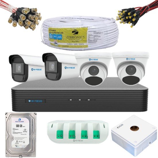 HIFOCUS 4CH COMBO WITH 5MP CAMERA WITH AUDIO FULL SET
