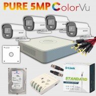 HIKVISION 4CH DVR WITH 3K COLORVU CAMERA COMBO FULL SET