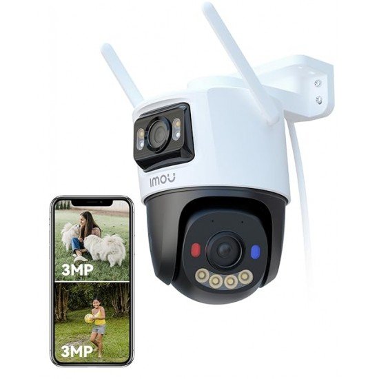Imou 3MP+3MP Dual Lens CCTV Camera Home Outdoor, Pan-Tilt Wi-Fi Camera, AI Human and Vehicle Detection, Smart Color Night Vision, Red-Blue Warning Light, Two Way Talk, Privacy Mode, Weatherproof